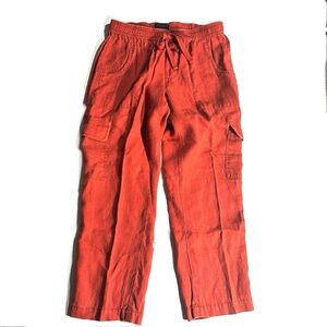 Sanctuary 100% Linen Pullon Pants Sz M Rust Red Drawstring Elastic Waist 25 IS